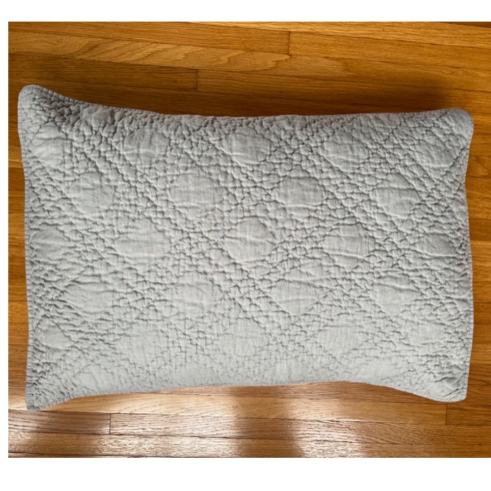 Restoration Hardward Belgian Linen Diamond Stitch King Sham • Grey
